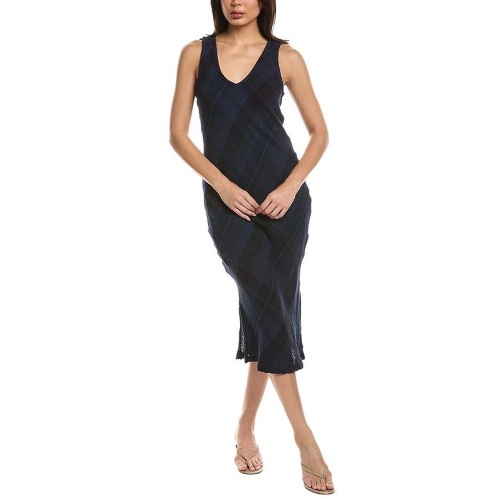 Michael Stars Womens  Libbie Bias Gauze Midi Dress, Navy